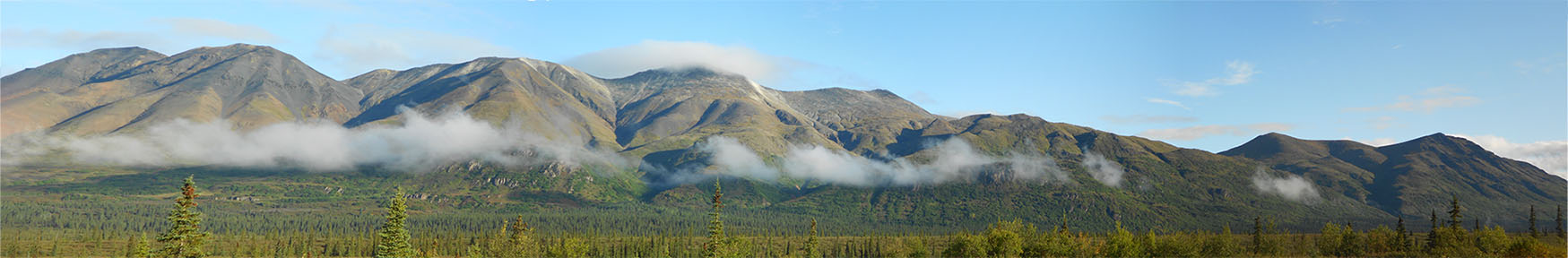 Alaska mountains with fog